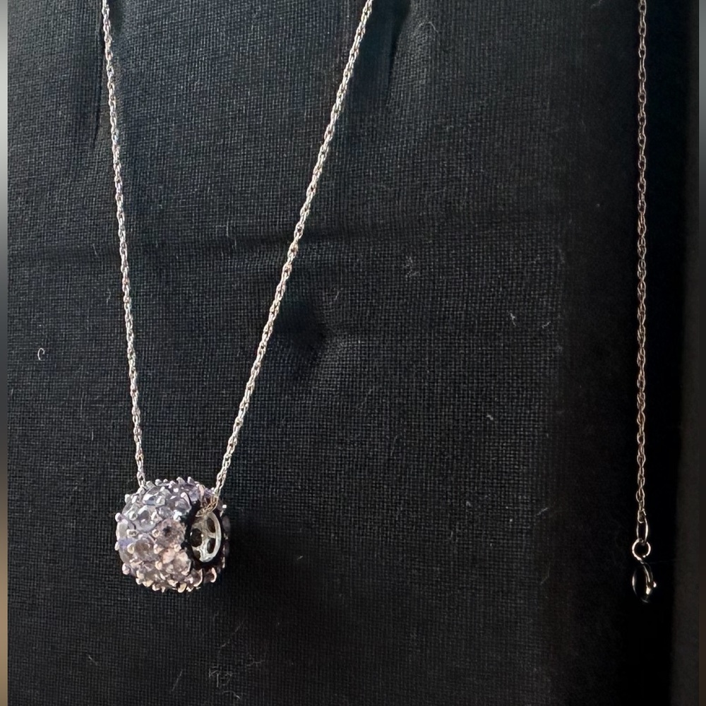 14k White Gold Tanzanite Pendant Bead & “18.25 Inch Chain - Picture 6 of 16